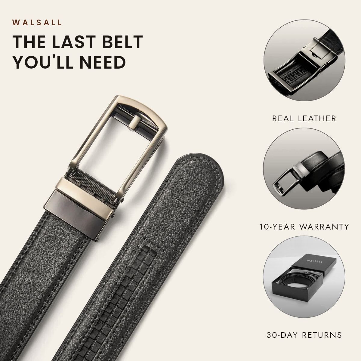 Leather Ratchet Belt | WALSALL